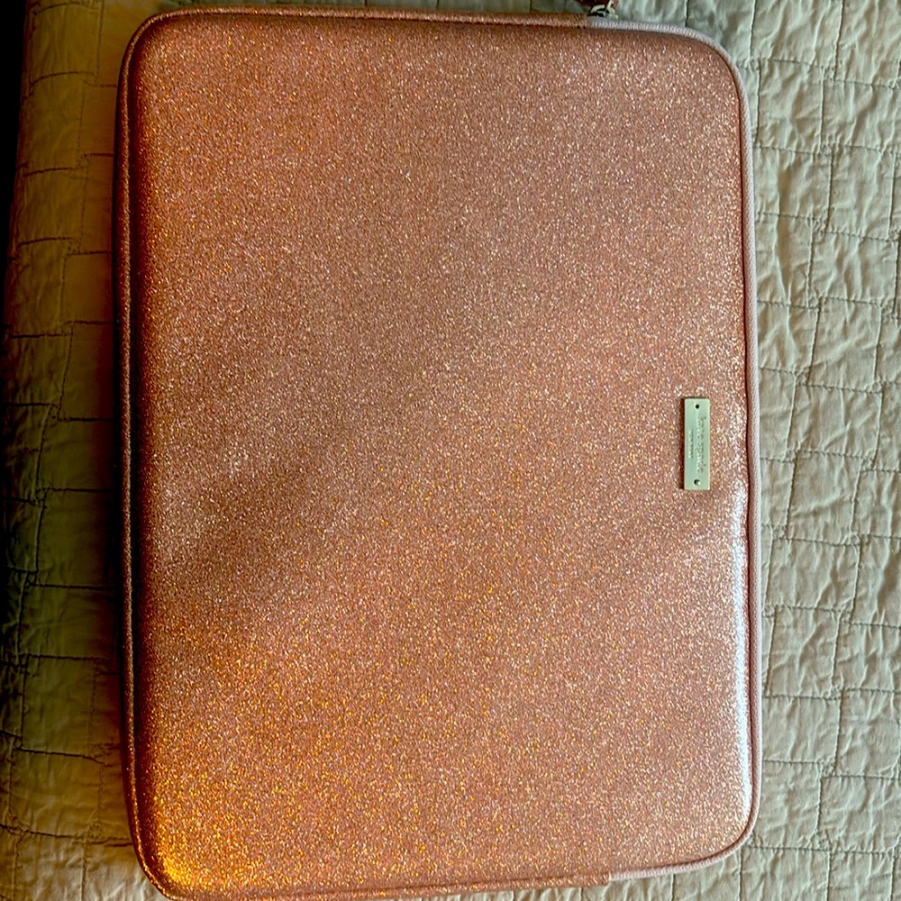 Kate Spade Rose Gold Glitter Laptop Sleeve EUC